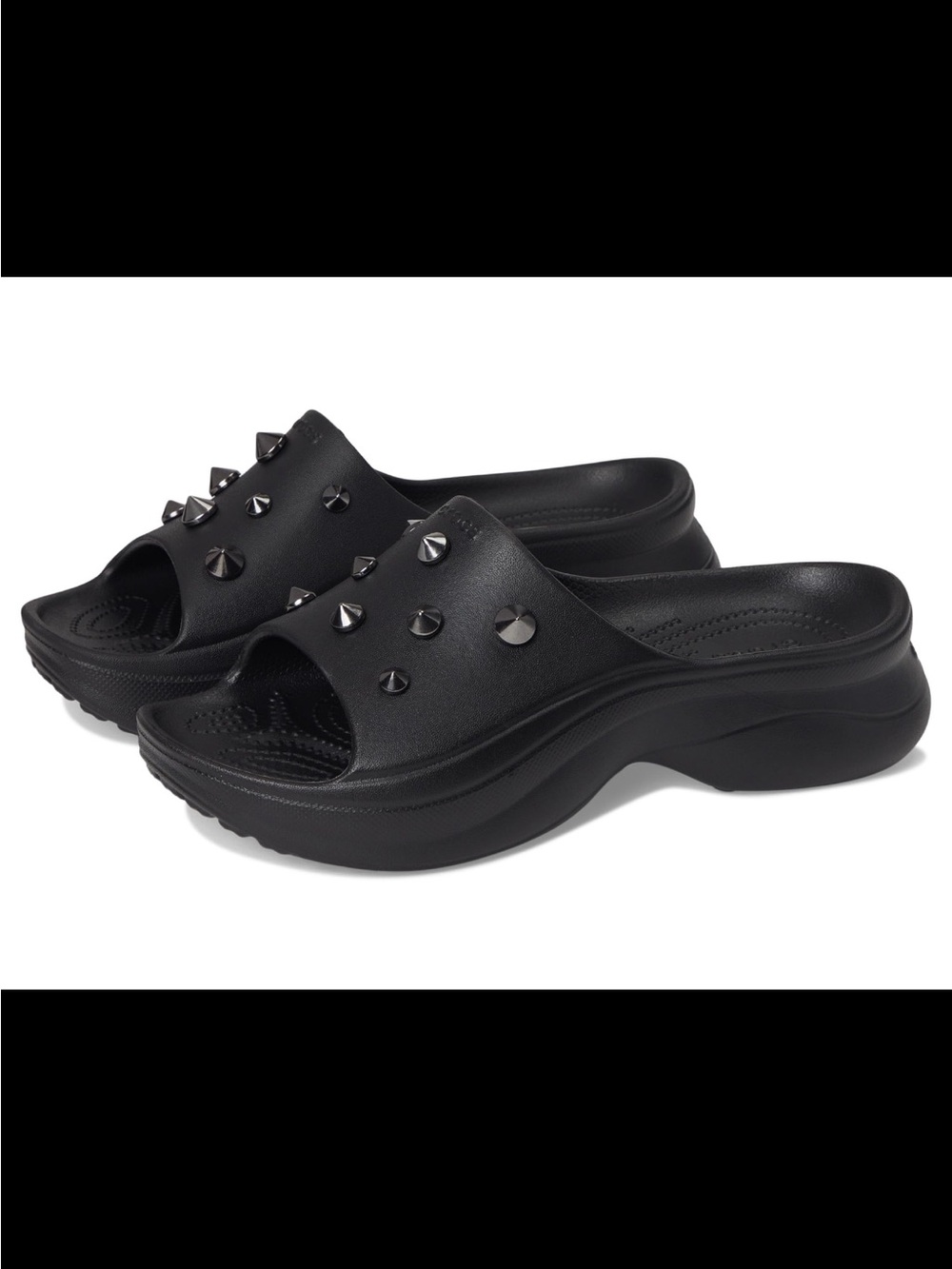 Crocs Bae Black Studded Platform Slide Sandals